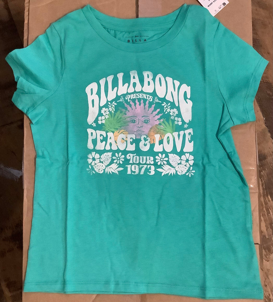 Billabong Girls Peace and Love Tee (Green Tropics) – The Muskoka Store