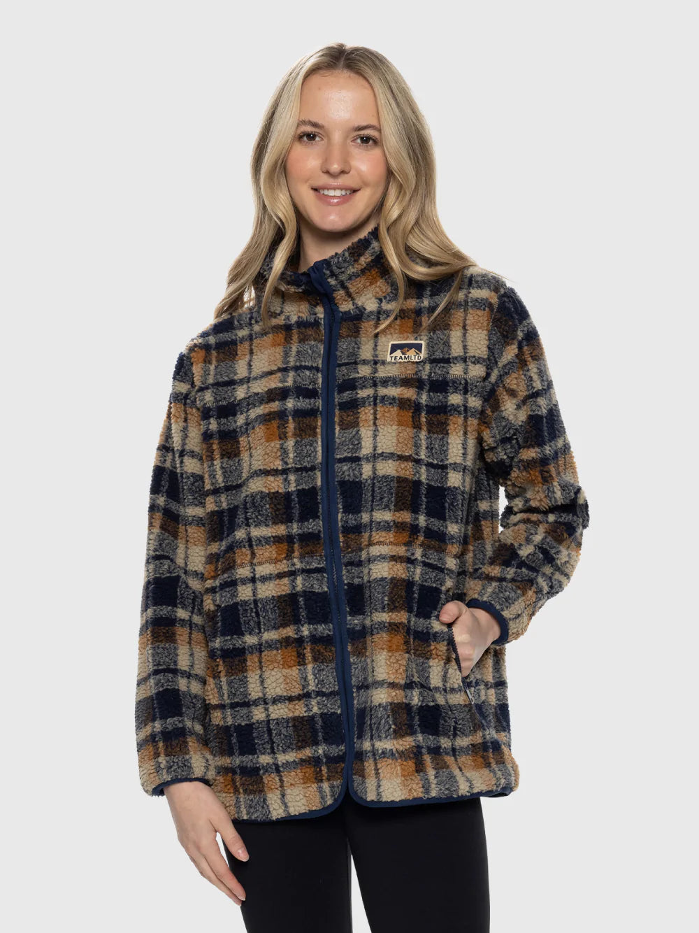 Blue plaid jacket womens hotsell